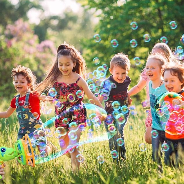 Sikunuo | Dinosaur Bubble Blower — Quiet Electric Bubble Machine for Kids