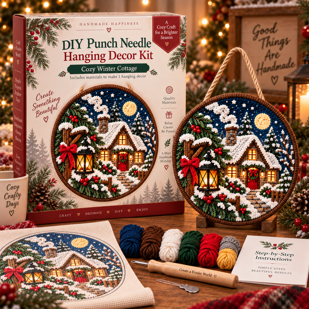DIY Punch Needle Winter Woodland Hanging Decor Kit