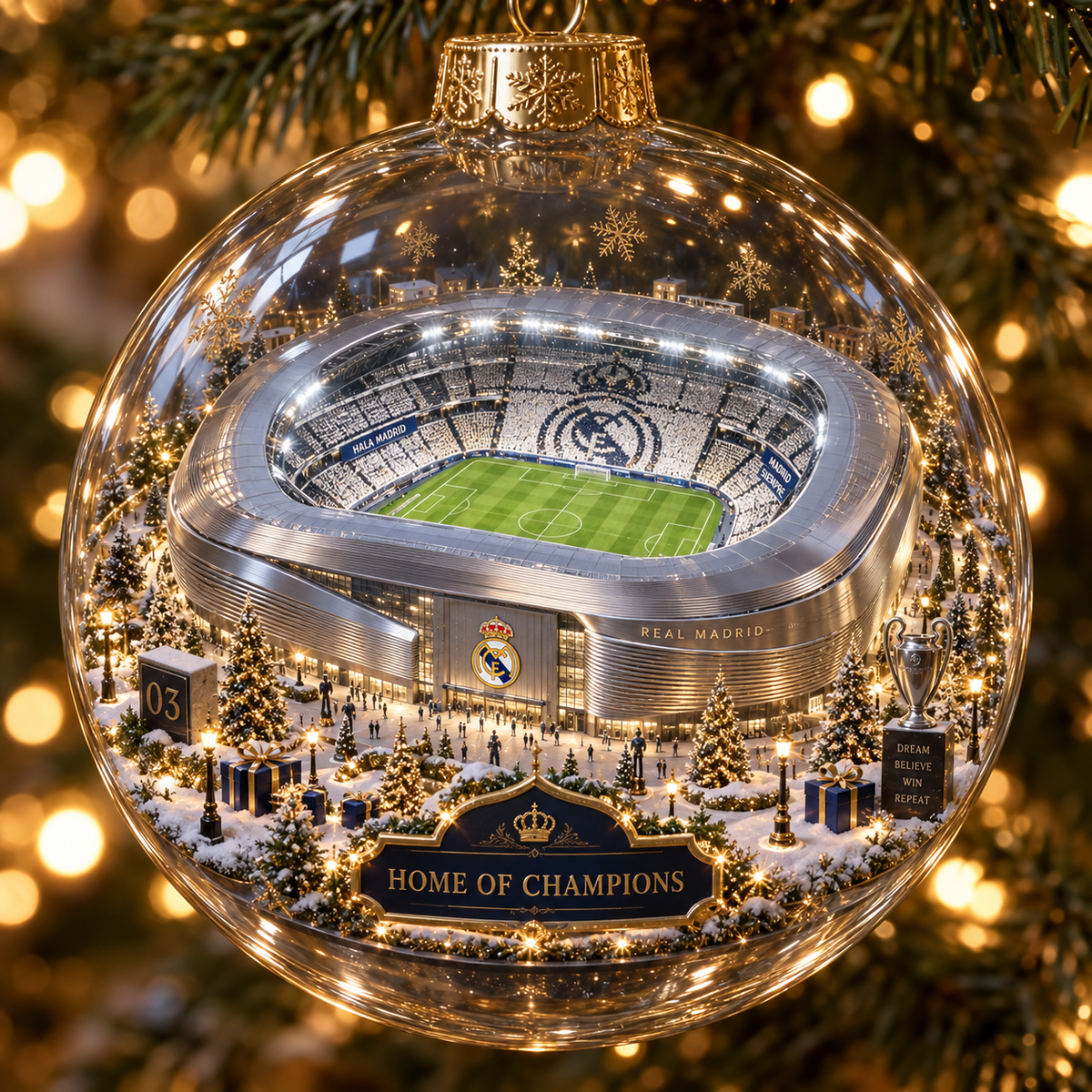 Hala Madrid — Light-Up Football Ornament