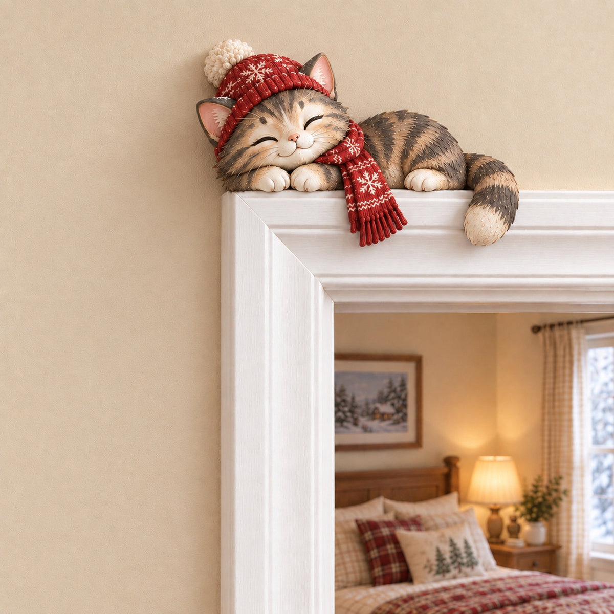 Adorable Kitty Door Frame Corner Decor