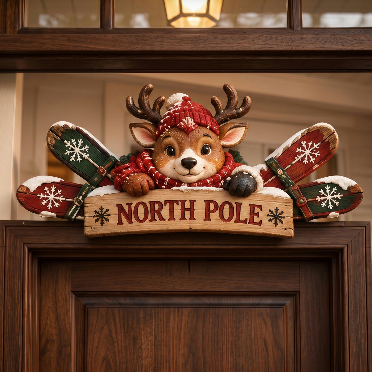 Winter Mountain Cabin Door Topper