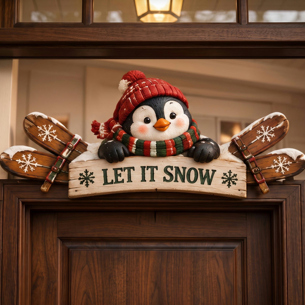 Winter Mountain Cabin Door Topper