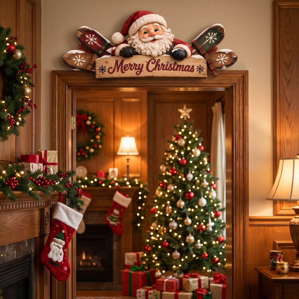 Winter Mountain Cabin Door Topper