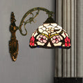 Sikunuo | Bronze 1-Light Wall Lighting Fixture Tiffany Cut Glass Peony Pattern Bowl Wall Mount Light