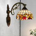 Sikunuo | Bowl Shade Wall Mounted Lamp Tiffany Hand Cut Glass 1 Light Bulb Bronze Wall Light with Fruit Pattern