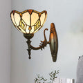 Sikunuo | Baroque Flower-Shaped Wall Lamp 1 Head Beige Glass Wall Mounted Lamp in Bronze for Bedroom