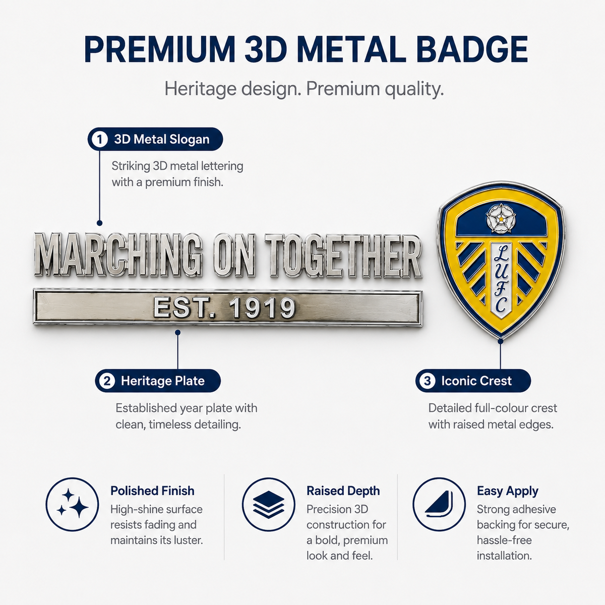 Marching On Together 3D Metal Car Emblem Badge