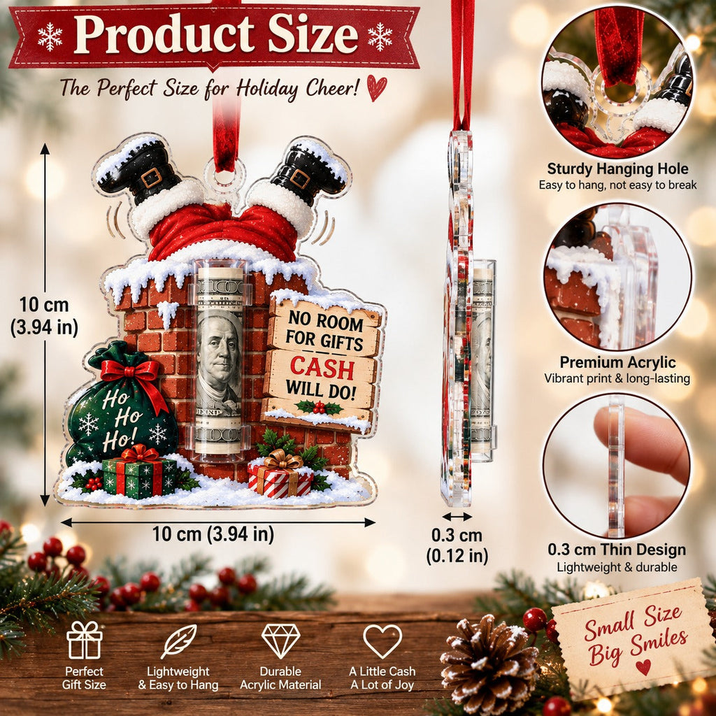 Christmas Cash Holder Ornament – Fun Money Gift Ornament for Tree
