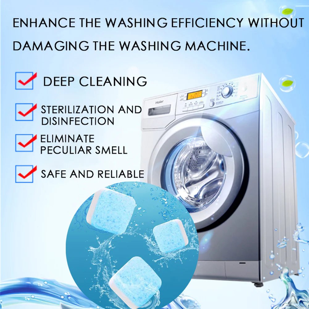 24pcs  Powerful Washer Deep Cleaner Tablets – Eliminate Hidden Bacteria & Bad Smells Fast