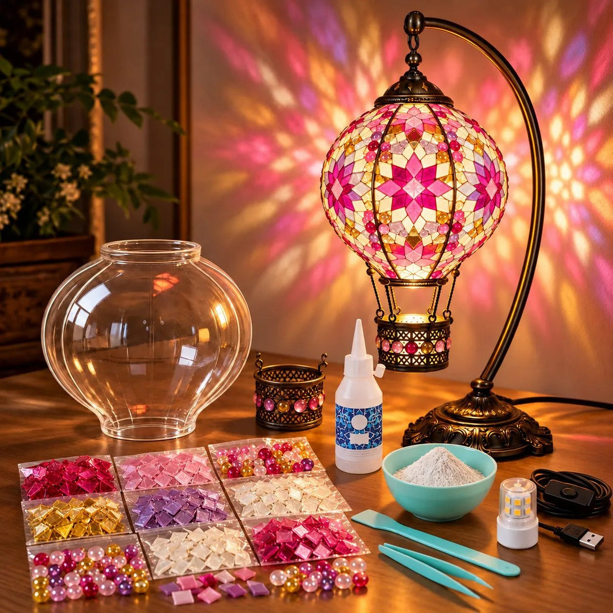 DIY Turkish Mosaic Hot Air Balloon Lamp Kit