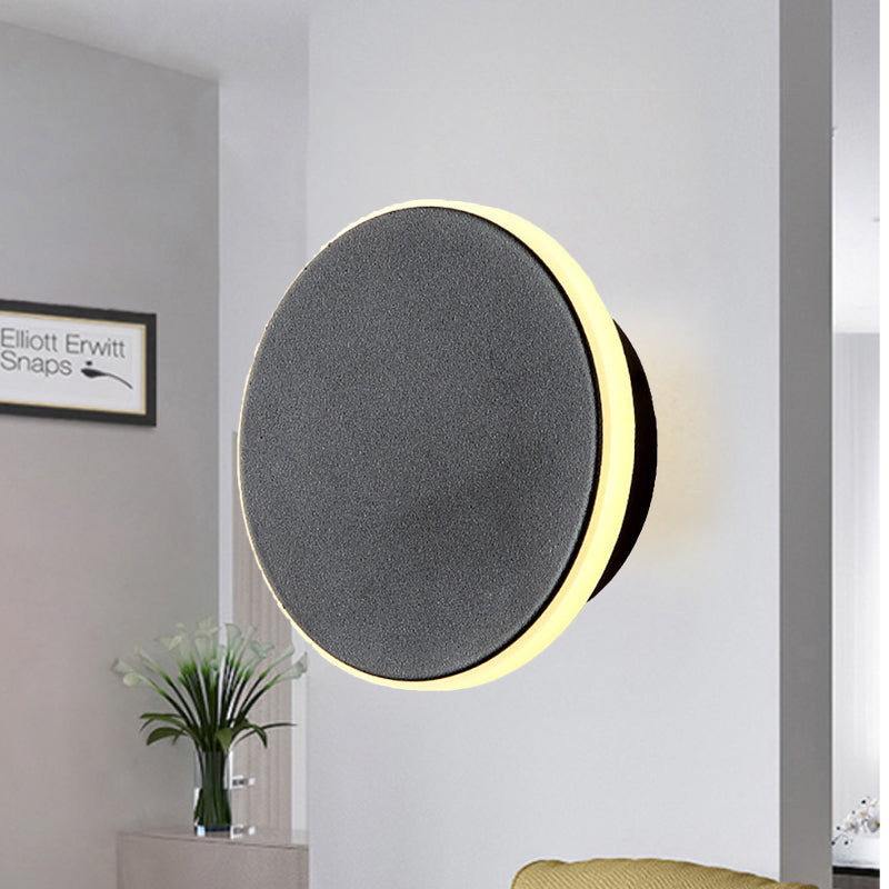 Sikunuo | Black/White Disc LED Wall Light Modernism Single Acrylic Wall Lighting Ideas in Warm/White Light