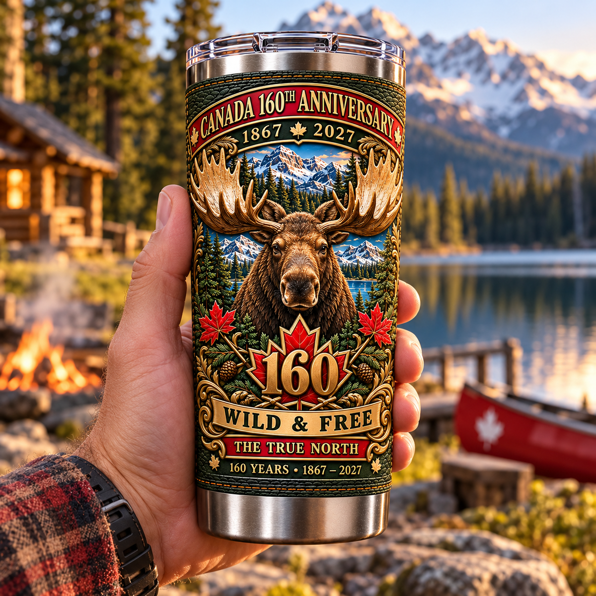 Canada 160th Anniversary Moose Wilderness Heritage Insulated Travel Tumbler