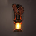 Sikunuo | Housing living room wall lamp Coastal clear glass 1 light rust sconce lamp with wooden back base plate