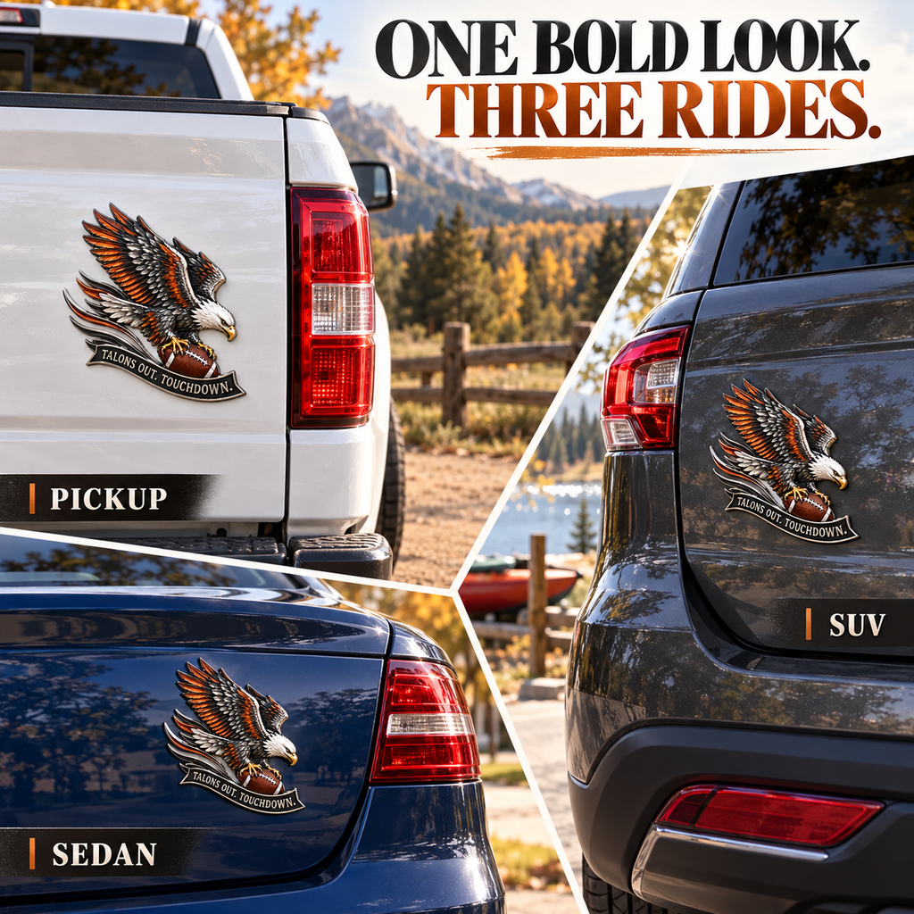 "Talons Out. Touchdown!" Premium Metal Eagle Car Emblem