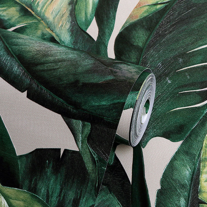 Sikunuo | Tropical Banana Leaf Wall Covering for Accent Wall Contemporary Wallpaper, 33'