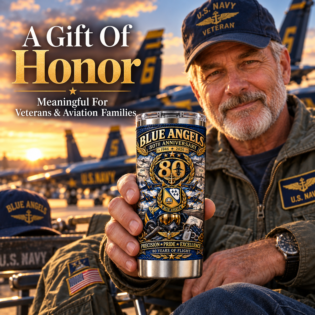 Blue Angels 80th Anniversary Insulated Travel Tumbler