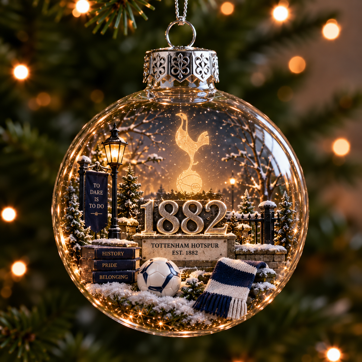 To Dare Is To Do Light-Up Football Christmas Globe Ornament