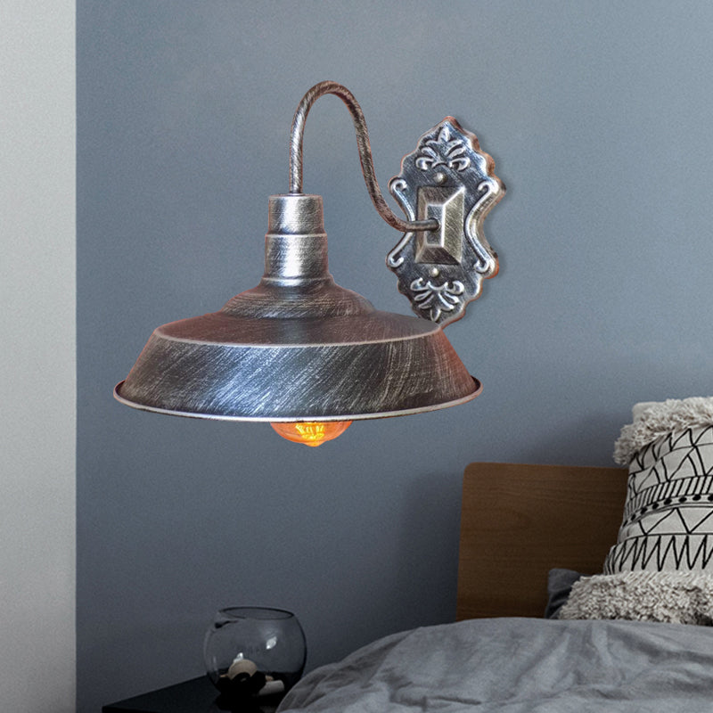 Sikunuo | 1 Light Barn Wall Mount Light Antique Style Copper/Rust Wrought Iron Wall Lamp for Balcony