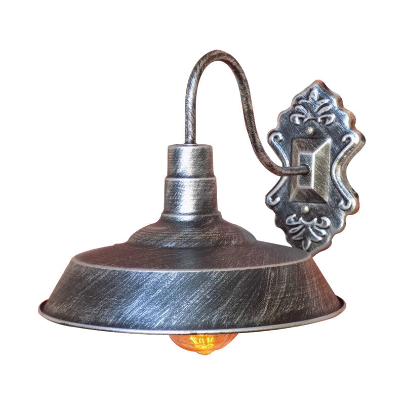 Sikunuo | 1 Light Barn Wall Mount Light Antique Style Copper/Rust Wrought Iron Wall Lamp for Balcony