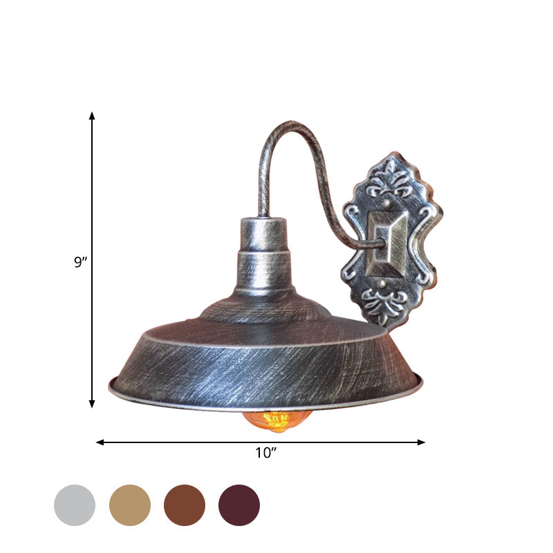 Sikunuo | 1 Light Barn Wall Mount Light Antique Style Copper/Rust Wrought Iron Wall Lamp for Balcony