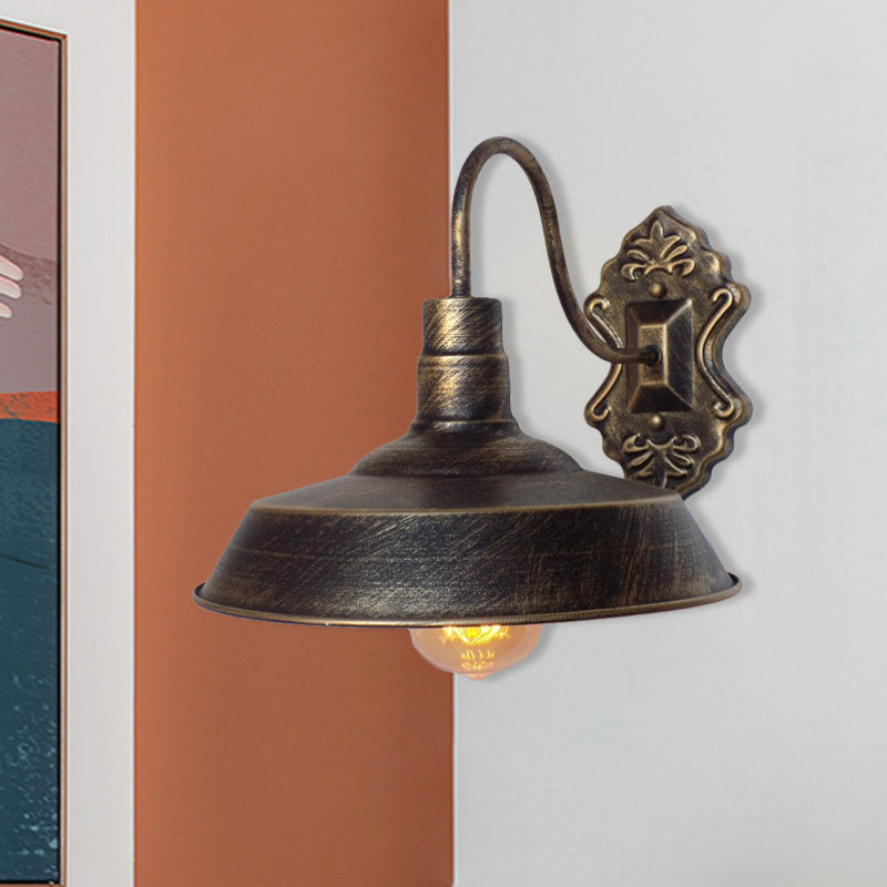 Sikunuo | 1 Light Barn Wall Mount Light Antique Style Copper/Rust Wrought Iron Wall Lamp for Balcony