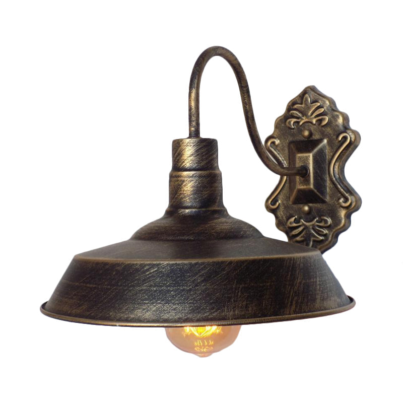 Sikunuo | 1 Light Barn Wall Mount Light Antique Style Copper/Rust Wrought Iron Wall Lamp for Balcony