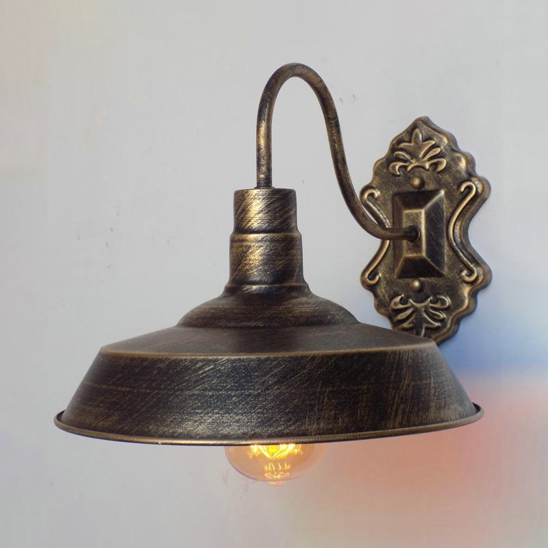Sikunuo | 1 Light Barn Wall Mount Light Antique Style Copper/Rust Wrought Iron Wall Lamp for Balcony
