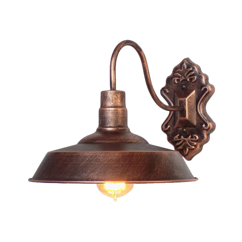 Sikunuo | 1 Light Barn Wall Mount Light Antique Style Copper/Rust Wrought Iron Wall Lamp for Balcony