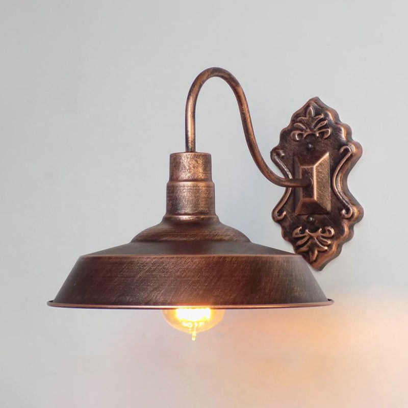 Sikunuo | 1 Light Barn Wall Mount Light Antique Style Copper/Rust Wrought Iron Wall Lamp for Balcony