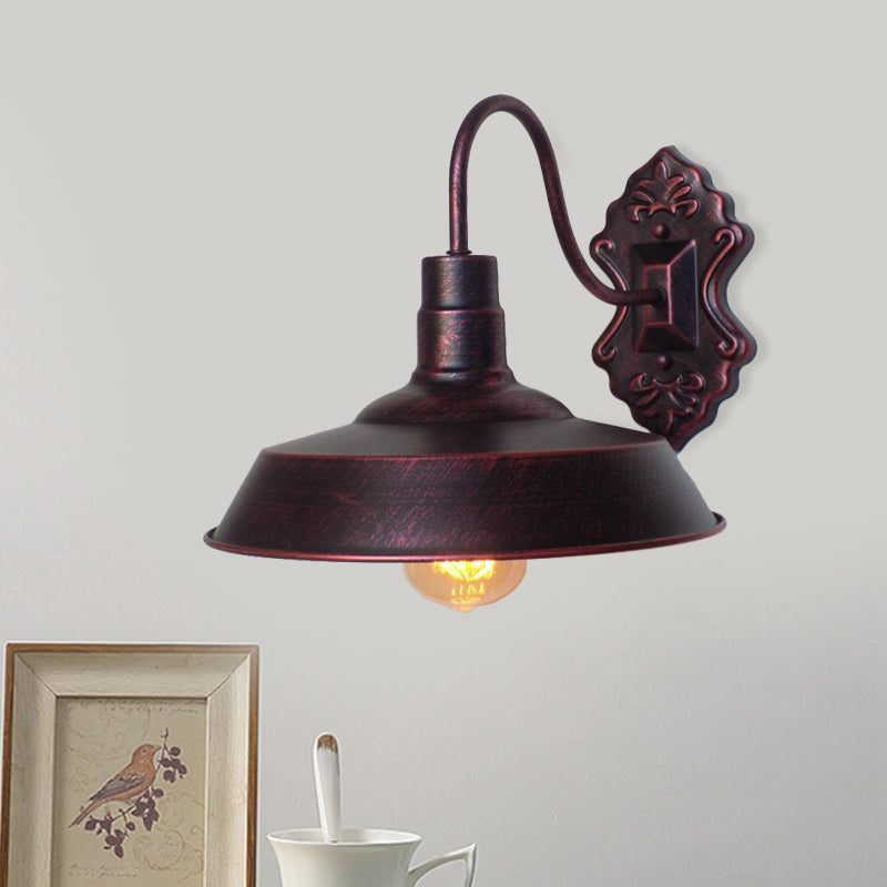 Sikunuo | 1 Light Barn Wall Mount Light Antique Style Copper/Rust Wrought Iron Wall Lamp for Balcony