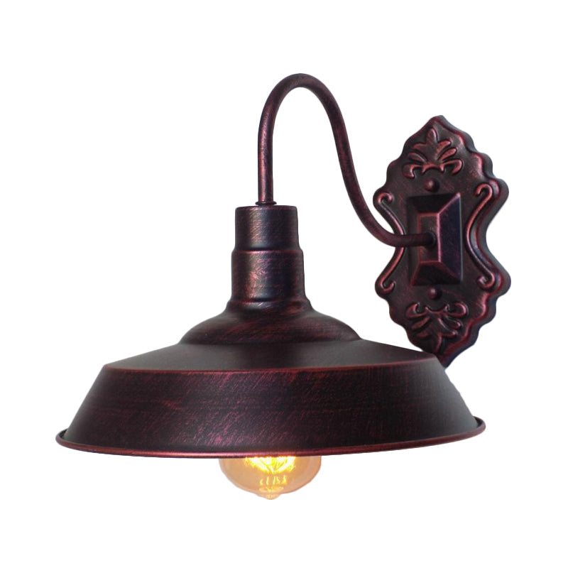 Sikunuo | 1 Light Barn Wall Mount Light Antique Style Copper/Rust Wrought Iron Wall Lamp for Balcony