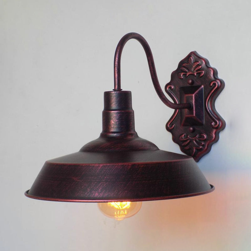 Sikunuo | 1 Light Barn Wall Mount Light Antique Style Copper/Rust Wrought Iron Wall Lamp for Balcony