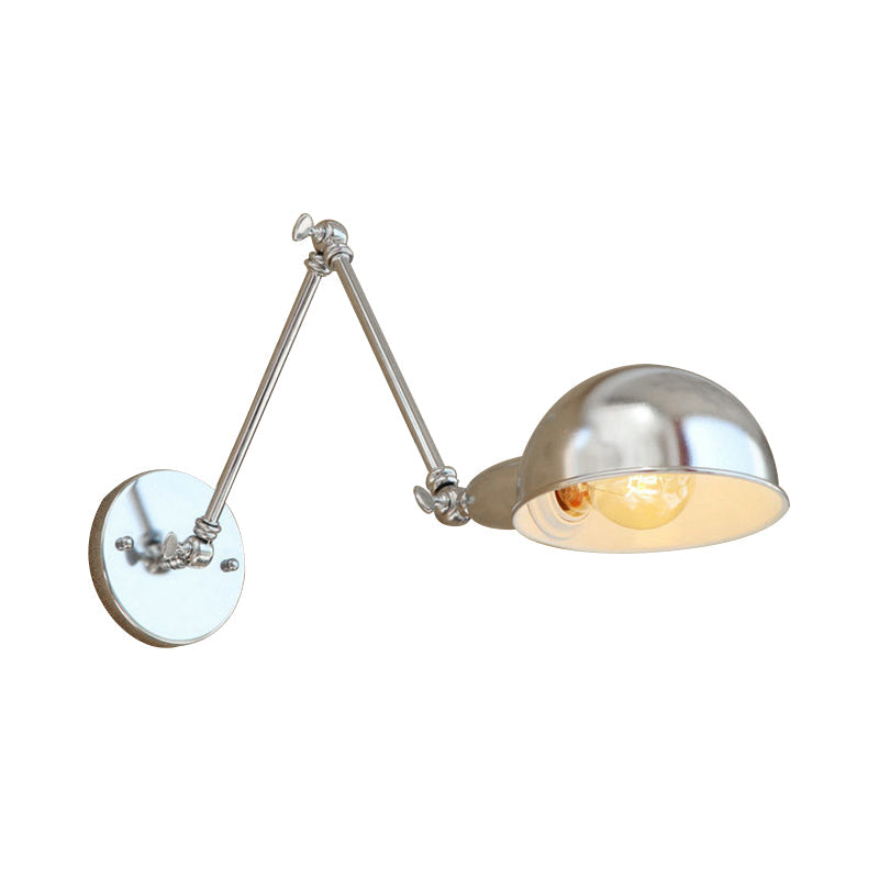 Sikunuo | Curved Metal Wall Light Industrial Style 1 Light Bedroom Wall Lamp with Swivel Arm in Chrome
