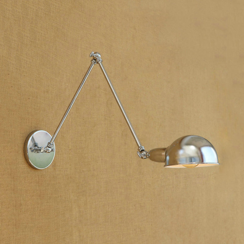 Sikunuo | Curved Metal Wall Light Industrial Style 1 Light Bedroom Wall Lamp with Swivel Arm in Chrome