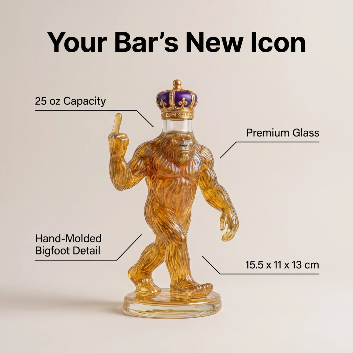 Sikunuo | Whiskey Decanter Funny Bigfoot Glass Bottle