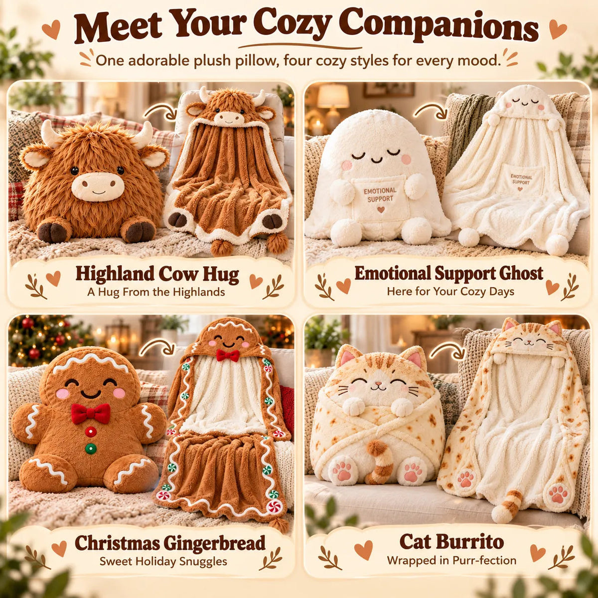 2-in-1 Plush Pillow & Blanket Collection