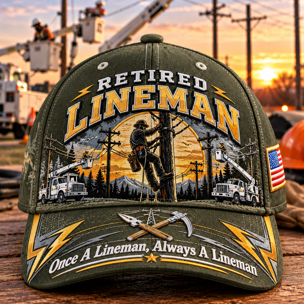 Retired Lineman Baseball Cap