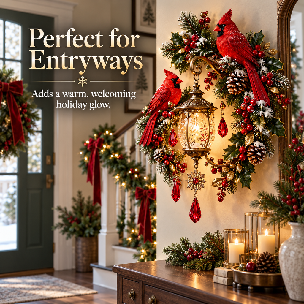 Cardinal Christmas Lantern Glow – Lighted Holiday Wall Decor