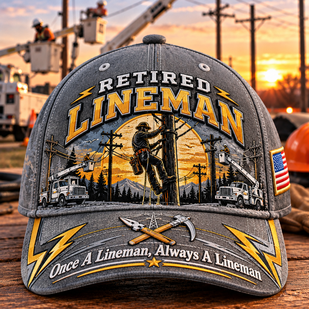 Retired Lineman Baseball Cap