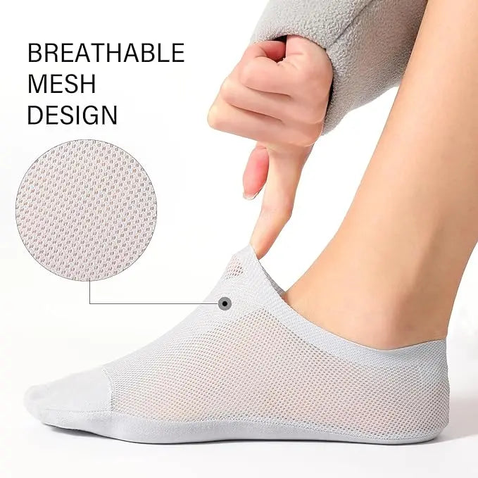 Sikunuo | 4 Pair Breathable, Invisible Moisture-Wicking Mesh Socks