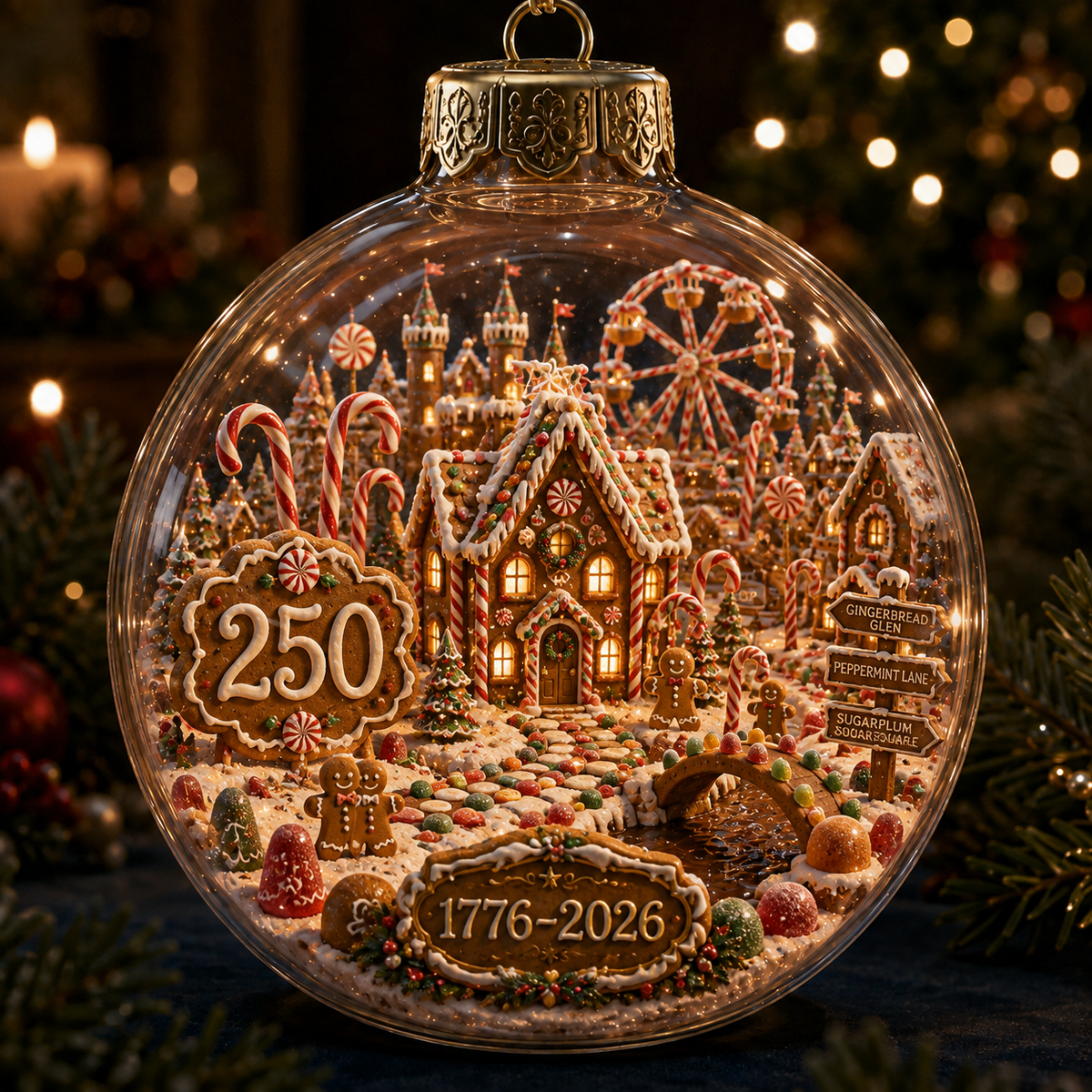 America 250th Anniversary Light-Up Christmas Globe Ornament