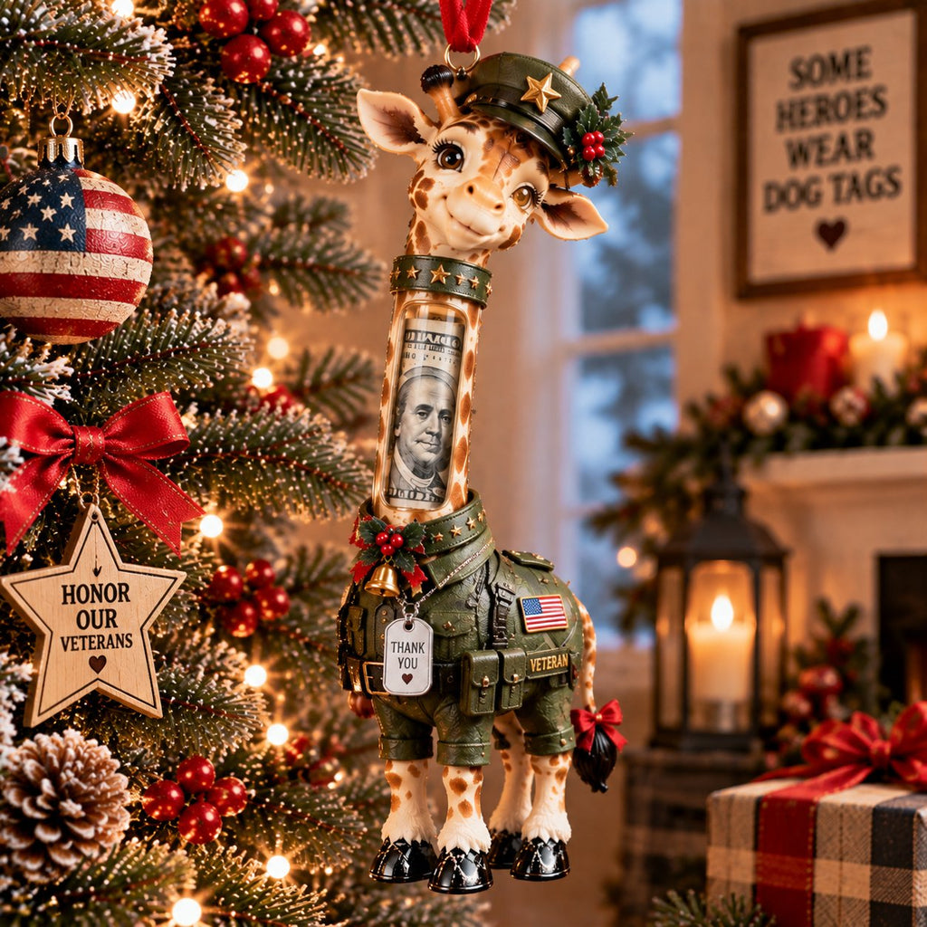 Giraffe on the Job Christmas Cash Holder Ornament
