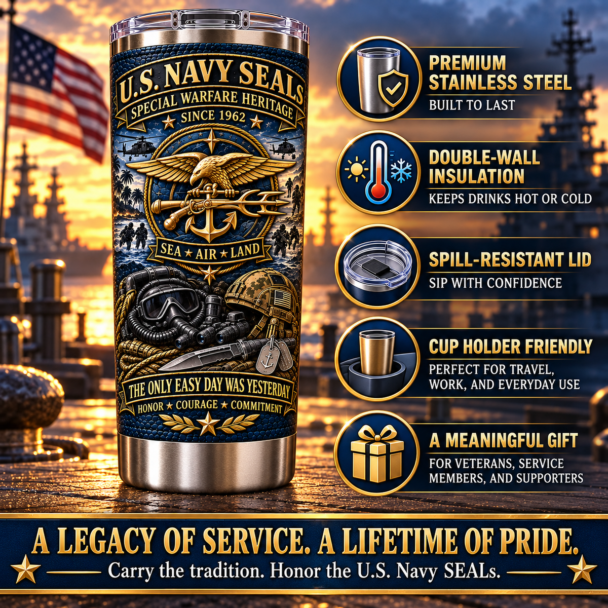 U.S. Navy SEALs Special Warfare Heritage Insulated Travel Tumbler