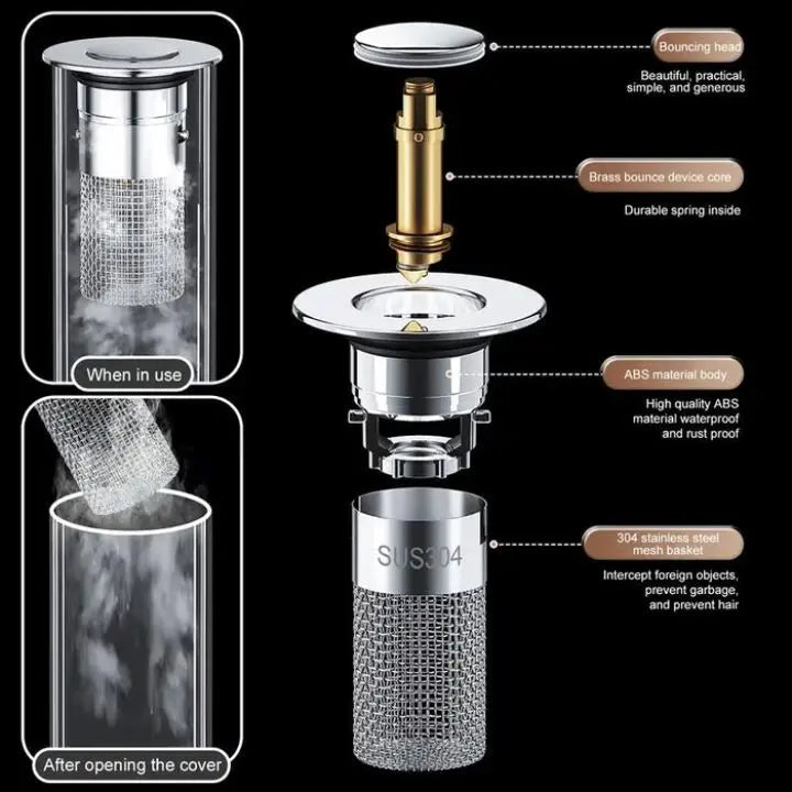 Sikunuo | Drain strainer against clogging with pop-up function