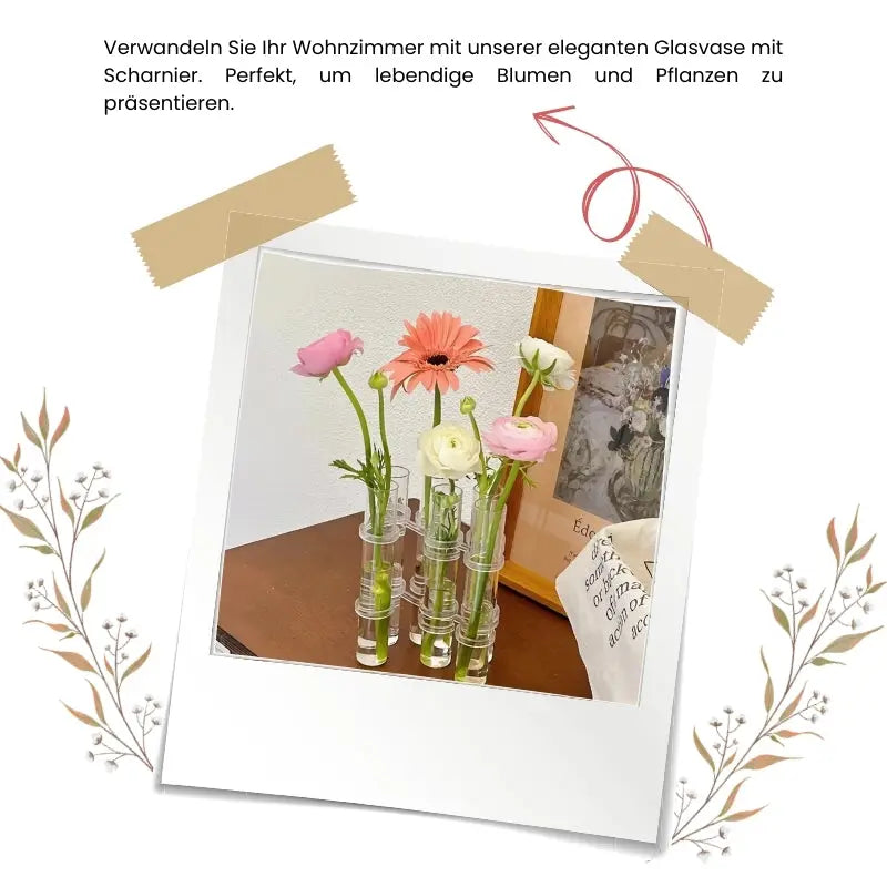 Sikunuo | Customizable Glass Flower Vase with Hinge – elegant & versatile