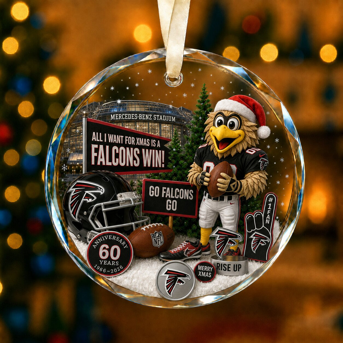 Football Team Acrylic Christmas Ornament