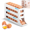 Sikunuo | Automatic Egg Holder with Rolling Function – 4-Tier Egg Organizer for Refrigerator & Kitchen