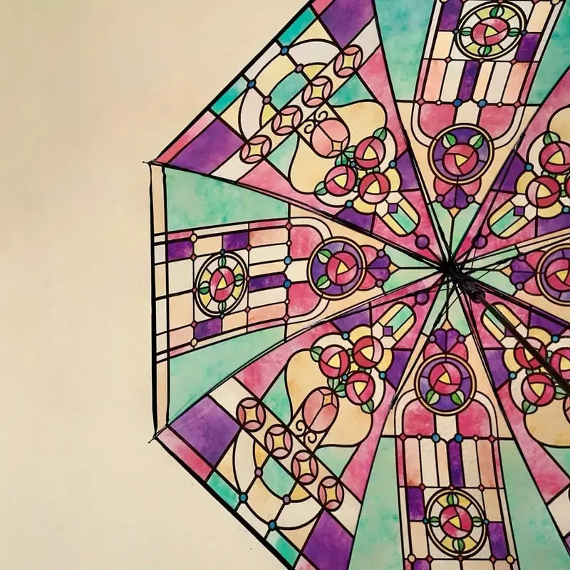 Sikunuo | Automatic Umbrella – Vintage Design with Stained Glass and Wind PRedection