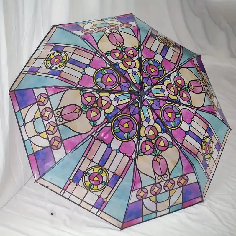 Sikunuo | Automatic Umbrella – Vintage Design with Stained Glass and Wind PRedection