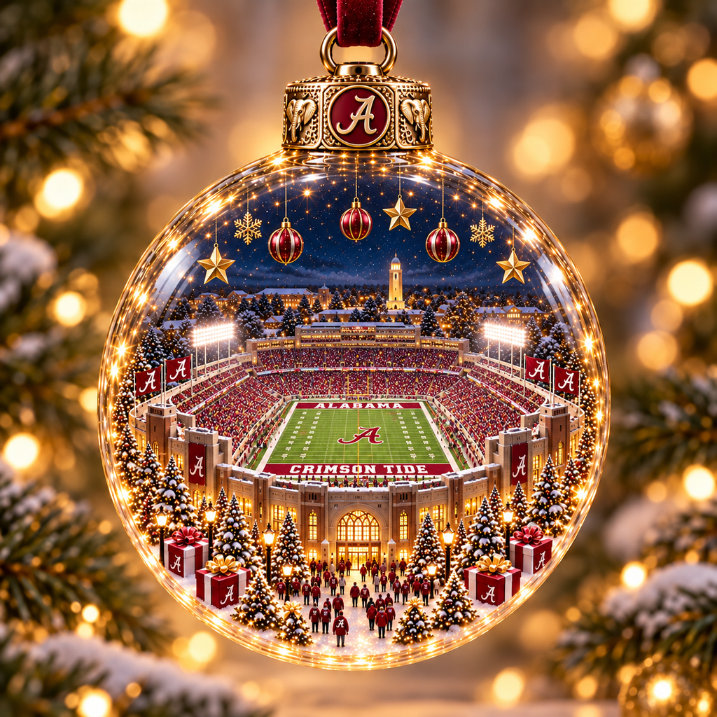 Game Day Glow – Light-Up Football Stadium Christmas Ornament
